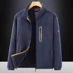 Men's microfleece outdoor jacket with waterproof breast pocket, stand-up collar, and teddy fleece lining Fashion Glam