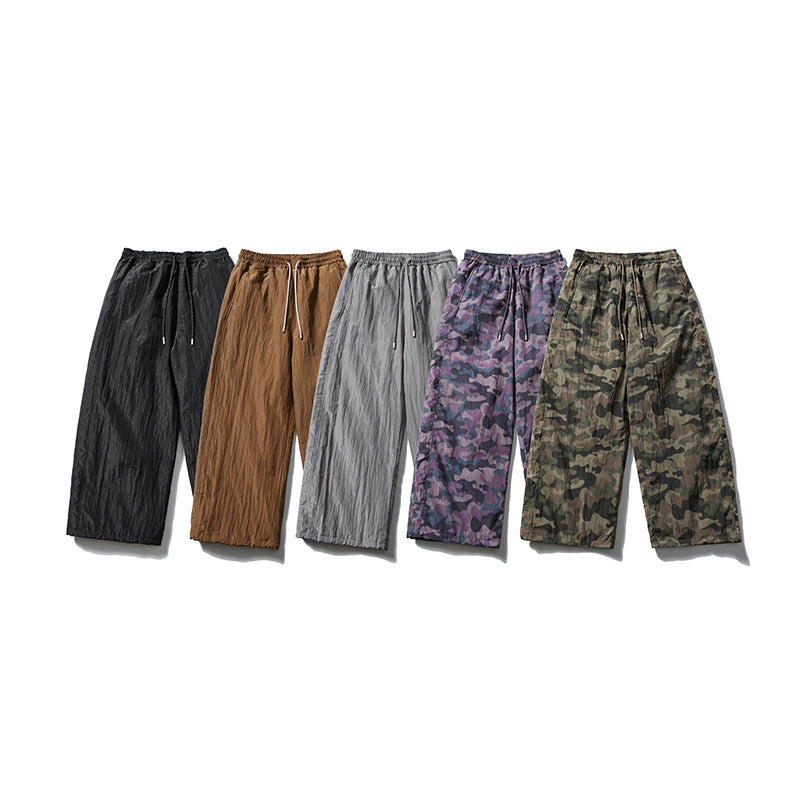 Men's loose-fitting ripstop leisure pants with camouflage pattern and elastic drawstring waistband Fashion Glam