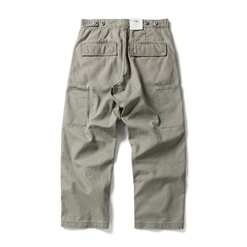 Men's Wide Canvas Cargo Pants with Large Patch Leg Pockets and Relaxed Baggy Cut Fashion Glam