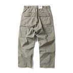 Men's Wide Canvas Cargo Pants with Large Patch Leg Pockets and Relaxed Baggy Cut Fashion Glam