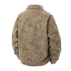 Men's cord jacket in trucker style with tonal leaf pattern, snap-button front and flap pockets Fashion Glam
