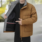 Men's quilted jacket with houndstooth lining and adjustable hem Fashion Glam
