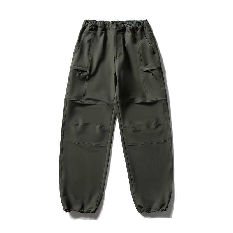 Men's Technical Cargo Casual Pants with Elastic Waistband, Knee Panels, and Zipper Pockets Fashion Glam