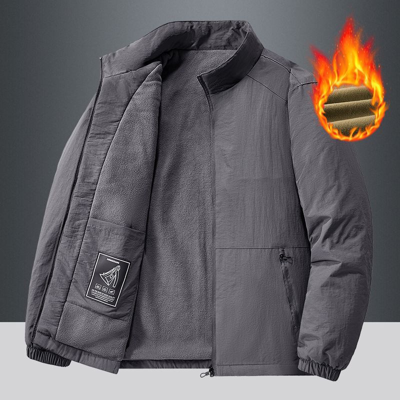 Men's lightweight transitional jacket with fleece lining and stand-up collar Fashion Glam