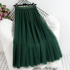 Women's Tulle Skirt Layered Floor-Length A-Line Elastic Waistband