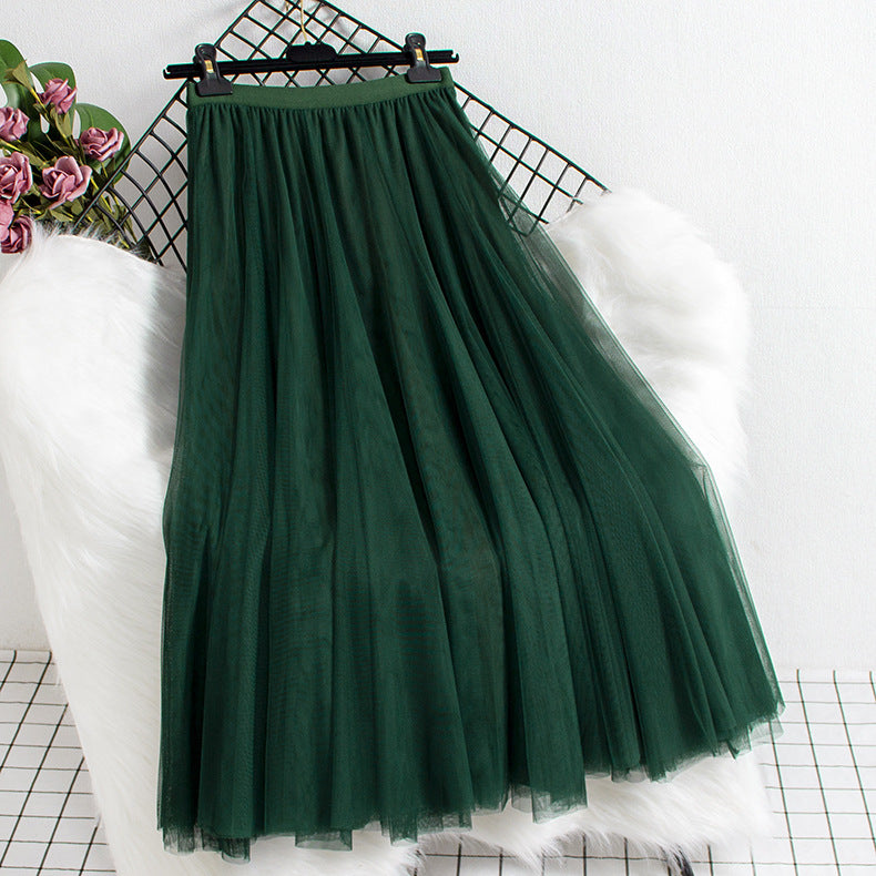 Women's Tulle Skirt Layered Floor-Length A-Line Elastic Waistband