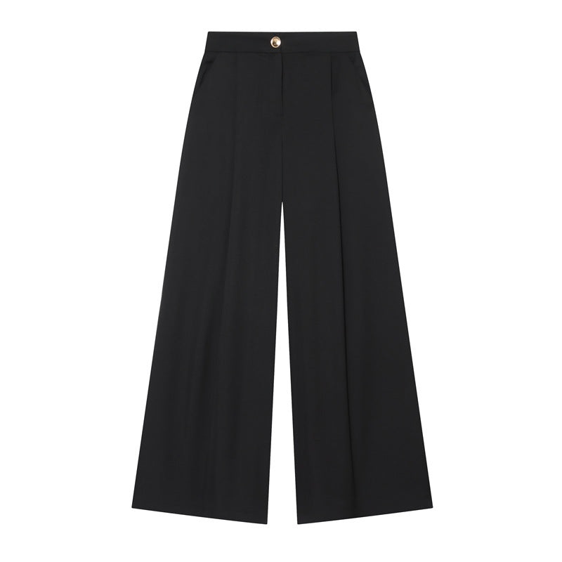 Women's Wide-Cut Palazzo Trousers with High Waist and Crease Fashion Glam