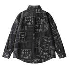 Unisex Boxy Paisley Patchwork Overshirt made of cotton blend with shirt collar and patch breast pocket Fashion Glam
