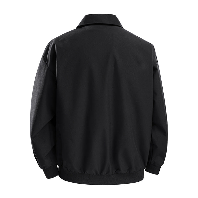 Men's Oversize Utility Coach Jacket with Zipper, Snap Placket, and Elastic Cuffs Fashion Glam