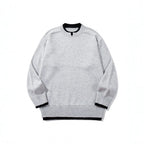 Unisex Relaxed-Fit Fine Knit Sweater with Contrast Cuffs and Extended Ribbed Hem Fashion Glam