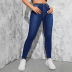 Women's High-Waisted Stretch Skinny Jeggings in Realistic Jeans Look with Figure-Flattering Waistband Fashion Glam