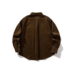Unisex Boxy Cord Shirt in Overshirt Style with Button-Down Collar and Patch Chest Pocket Fashion Glam