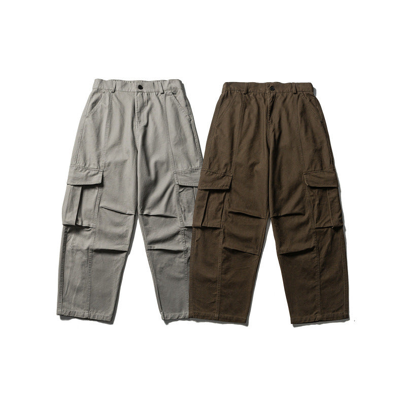 Men's Wide Utility Cargo Pants in Baggy Cut with Multiple Pockets and Reinforced Knee Areas Fashion Glam