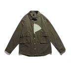 Unisex Boxy Utility Overshirt with Contrasting Chest Applique and Flap Pockets Fashion Glam