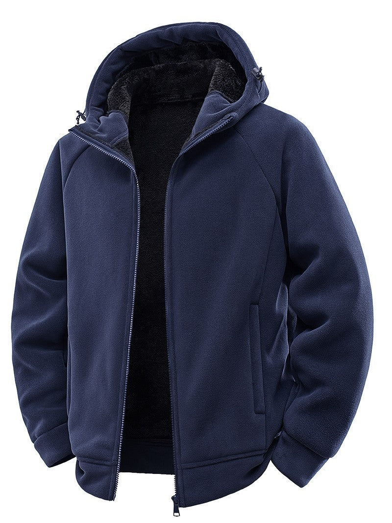 Men's Padded Hooded Fleece Jacket with Teddy Lining and Full-Length Zip Fashion Glam
