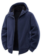 Men's Padded Hooded Fleece Jacket with Teddy Lining and Full-Length Zip Fashion Glam