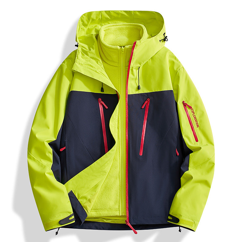Men's two-in-one softshell outdoor jacket with detachable fleece inner jacket and waterproof zippers Fashion Glam