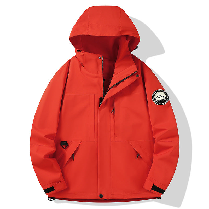 Women's waterproof hardshell outdoor jacket with hood and multifunction pockets Fashion Glam