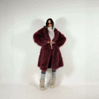 Women's Maxi Long Faux Fur Coat with Long Pile and Oversized Silhouette Fashion Glam
