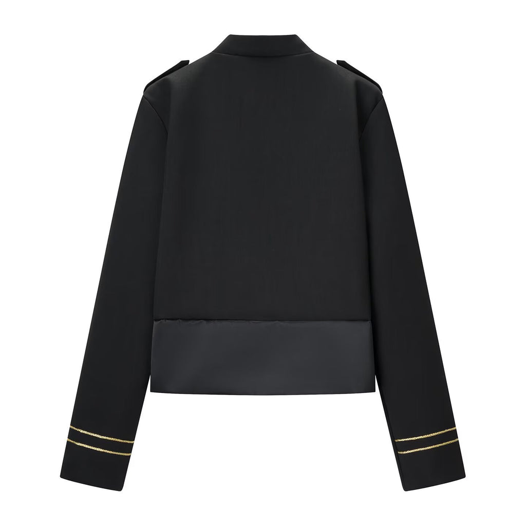 Ladies short parade jacket in uniform style with decorative cords and flap pockets Fashion Glam