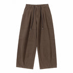 Women's Wide High-Waist Pleated Culotte Pants with Drawstring and Seams Fashion Glam