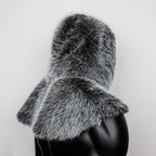 Men's hooded cloak made of dense faux fur with wide shoulder trim and warm interior lining Fashion Glam