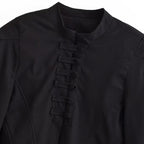 Women short fitted jacket with stand-up collar and decorative loop tape Fashion Glam