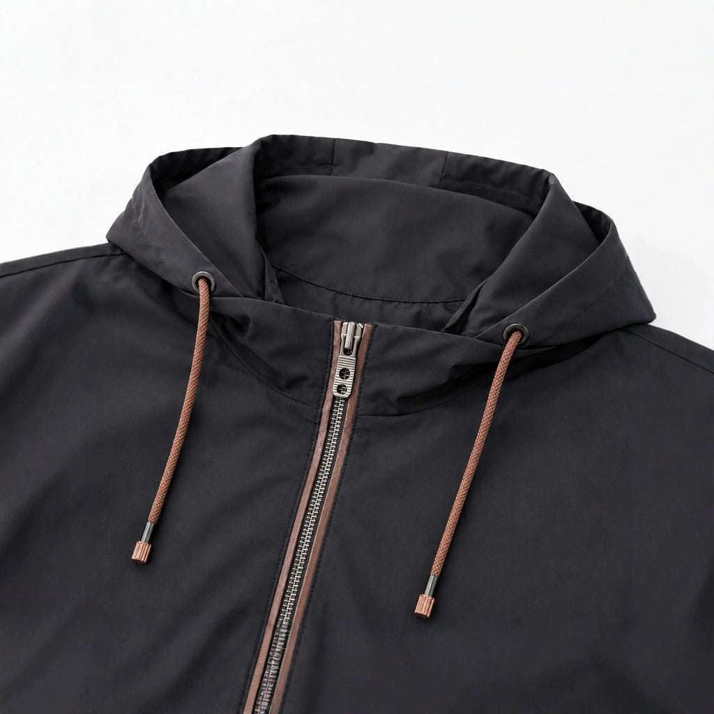 Men's Lightweight Softshell Hoodie Jacket with Water-Repellent Outer Layer, Leather Applications and Zipper Pockets Fashion Glam