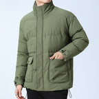 Unisex Padded Quilted Jacket with Large Flap Pockets, Stand-Up Collar, and Ripstop Structure Fashion Glam