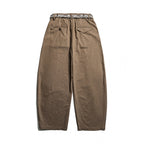 Men's Loose Highwaist Pleated Pants with Elastic Waistband and Printed Drawstring Fashion Glam