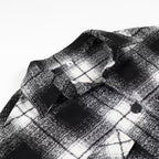 Women Checked Longline Shirt Coat made of Wool Blend with Oversized Silhouette and Flap Pockets Fashion Glam
