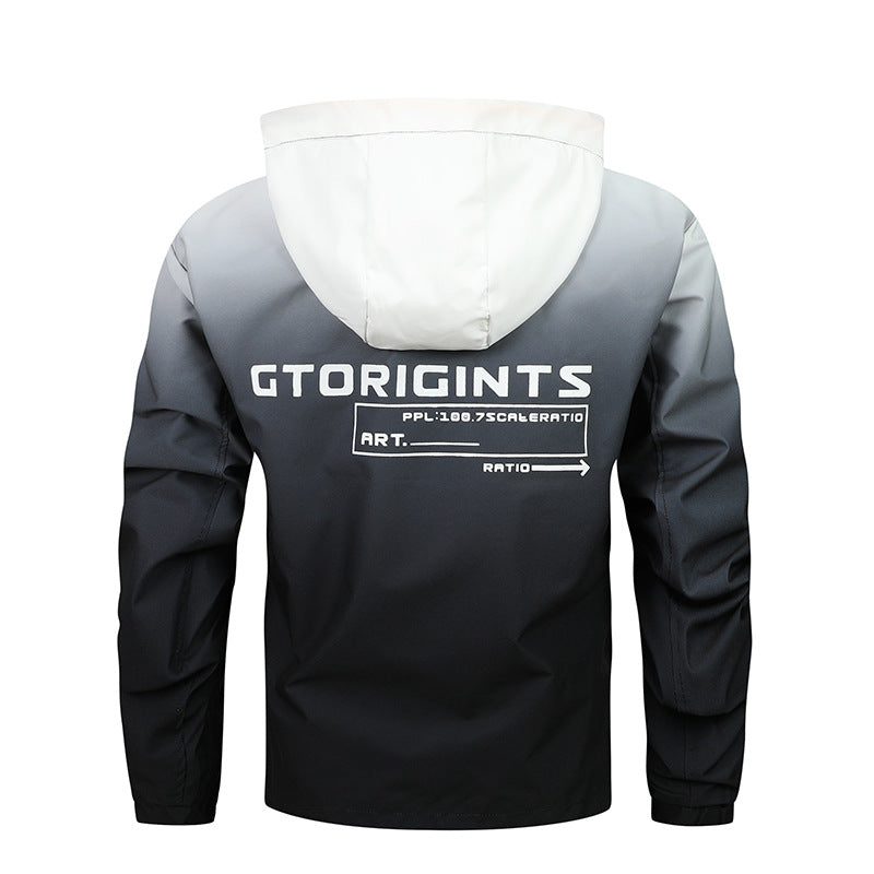 Men's Water-Repellent Hooded Jacket with Gradient, Windproof and Breathable Fashion Glam