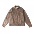 Unisex Short-cut boxy velour blouson jacket with stand-up collar and chest zippers Fashion Glam