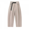 Unisex wide ankle-length cargo pants in relaxed fit with elastic drawstring waistband and zip pockets Fashion Glam