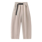 Unisex wide ankle-length cargo pants in relaxed fit with elastic drawstring waistband and zip pockets Fashion Glam