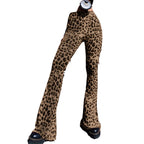 Women Flared Leopard Print Pants Fashion Glam