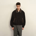 Men's bomber jacket with teddy collar, zipper, and elastic hem Fashion Glam