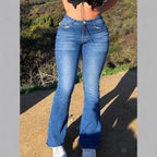 Women's High-Waisted Sculpting Bootcut Jeans with Waist-Shaping V-Waist Fashion Glam