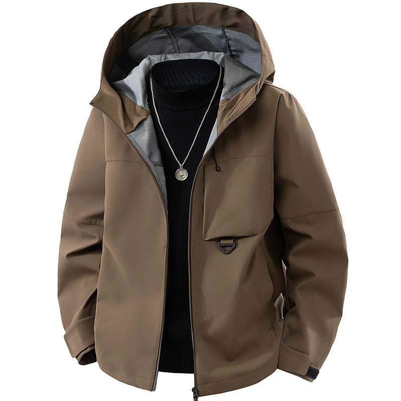 Men's technical hooded softshell jacket with adjustable hood and utility pockets Fashion Glam