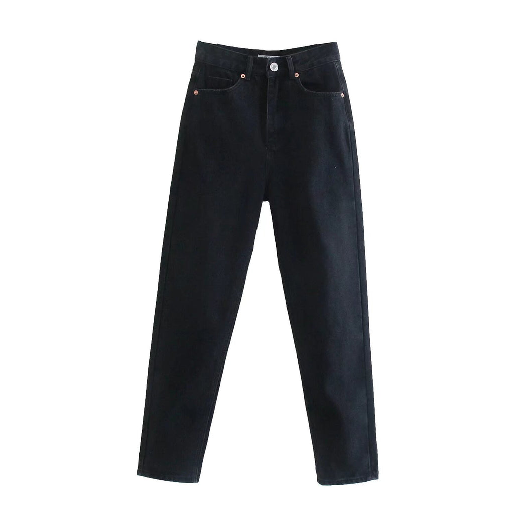 Women's High-Waisted Denim Jeans with Tapered Leg Fashion Glam