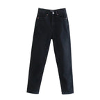 Women's High-Waisted Denim Jeans with Tapered Leg Fashion Glam