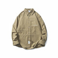 Men's Oversize Canvas Shirt Jacket with Cap Seams and Patch Pockets Fashion Glam