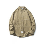 Men's Oversize Canvas Shirt Jacket with Cap Seams and Patch Pockets Fashion Glam