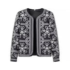 Women Embroidered Quilted Transition Jacket without Collar Fashion Glam