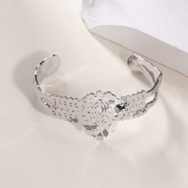 Women's Open Bangle in Modern Bamboo Design Fashion Glam