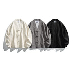 Men's loose-fitting kimono jacket in Hanfu style with drawstring closures and patch pockets Fashion Glam