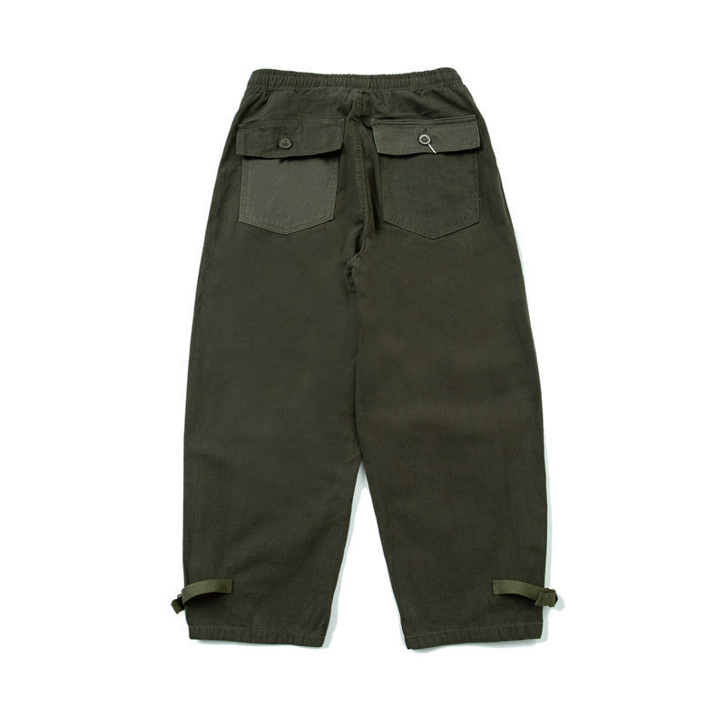 Men's Loose Fit Utility Cargo Pants with Drawstring Waist and Adjustable Leg Straps Fashion Glam