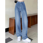 Women's wide High-Waist Baggy jeans with straight leg Fashion Glam