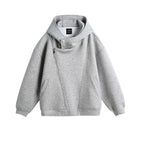 Unisex Oversize Hoodie Jacket with Asymmetrical Zipper and High Stand-Up Collar Fashion Glam