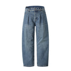 Ladies high-waisted jeans with pleats, straight cut and wide leg Fashion Glam